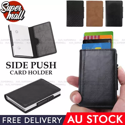 $9.73 • Buy Quality Leather Credit Card Holder RFID Blocking Wallet With Pop Up Card Case OZ