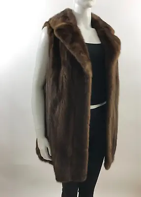 Sz XL - Beautiful Bullock's Extra Long CLASSIC Chestnut Brown Emba Mink Fur Vest • $309.99