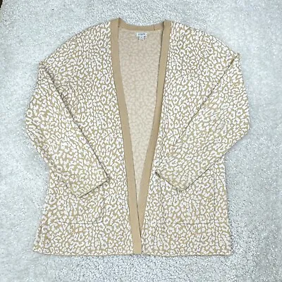 J. Crew Leopard Open Front Cardigan Sweater Tan Womens XL • $44.97