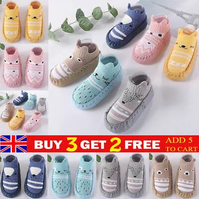 £3.66 • Buy Baby Kids Toddler Anti-slip Slippers Bed Socks Cotton Boot Shoes Warm Indoor