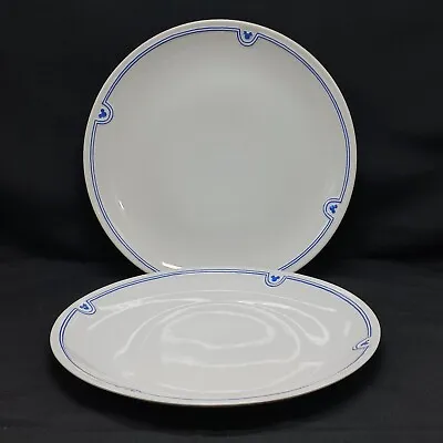 Disney Parks Mickey Mouse Icon Blue White Dinner Plate 10 1/3” Lot Of 2 • $53.99