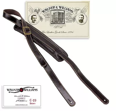 Walker & Williams C-19-BRN 2  Pad Vintage Style Guitar Strap Premium Leather • $42.95