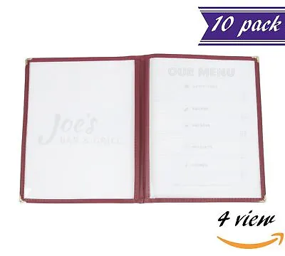 (10 Pack) Double Fold Panels Menu Covers Red / Maroon 8.5 X 11  Insert 4 View • $40.88
