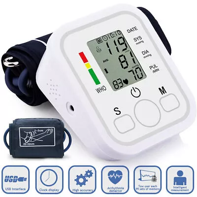 Large Cuff Upper Arm Automatic Blood Pressure Monitor Digital Voice BP Machine • £9.98