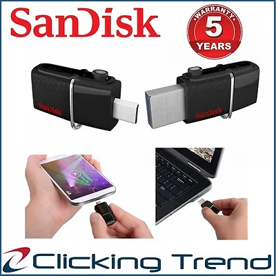 $11.95 • Buy USB Dual Flash Drive 3.0 SanDisk 32GB 64G 128GB 256G 16G Micro OTG Android Phone
