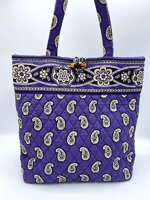 Vera Bradley SIMPLY VIOLET Toggle TOTE Purse Shoulder Bag Purple Paisley EC • $29.99