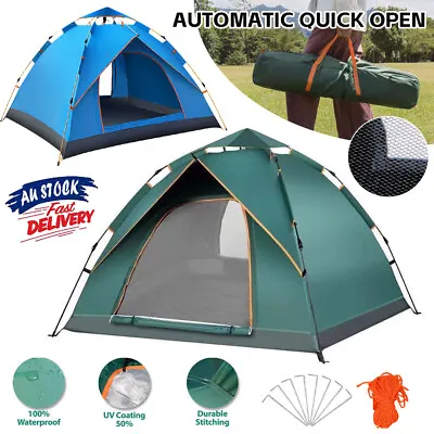 Auto Instant Pop Up Tent Camping 3-4 Person Shelter Hiking Fishing Shade Outdoor • $47.95