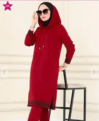 Turkish Islamic Wear Zippered 2Pc Hooded Tunic + Pant Hijab Wear For Women Girls • $45