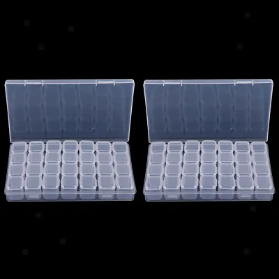 £9.58 • Buy 2x 28-Grids Clear Plastic Beads Storage Box Jewelry Organizer Container
