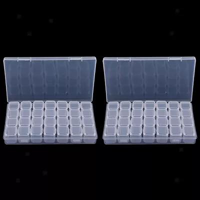 £9.58 • Buy 2x 28-Grids Clear Plastic Beads Storage Box Jewelry Organizer Container
