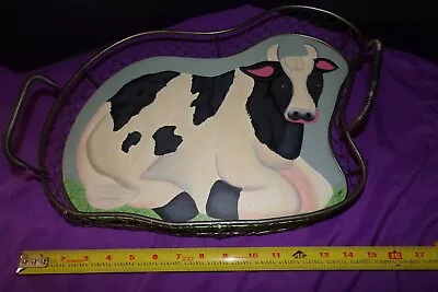 Metal Cow Tray With Handles By Vigor Hk 14  X 10 1/2  X 2   SUPER NICE  • $6.29