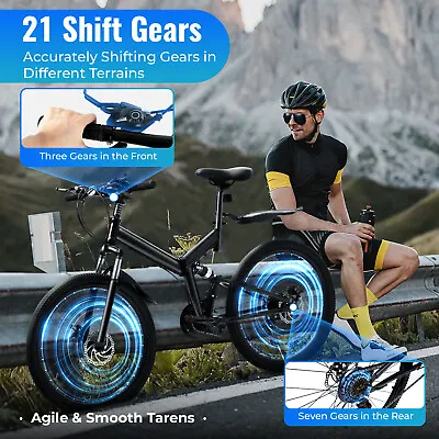 26  Full Suspension Mountain Bike Folding Bikes Bicycle 21 Speed MTB Disc Brake • $172.90