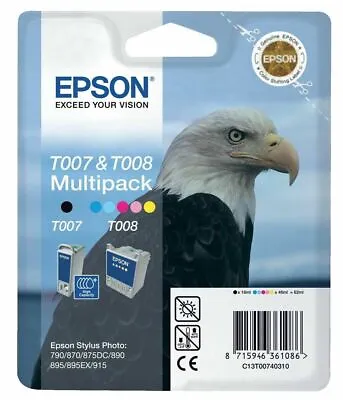 £17.99 • Buy Epson 2 Ink Cartridge Multipack T007/T008 Eagle/Parrot C13T00740310 790 915 890