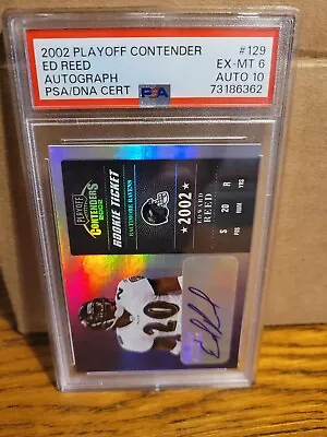 2002 Playoff Contenders Ed Reed Rookie Ticket Auto 259/550 PSA/DNA  6  Low Pop • $300