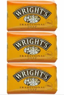 12 Bars WRIGHTS Traditional Coal Tar Antiseptic Cleansing Fragrance Soap 125g • £14.99