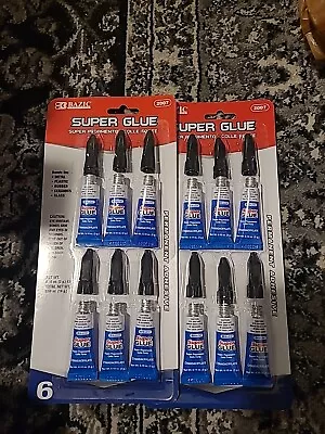 Bazic Super Glue -  Fast Setting Adhesive Bond 3g / 0.10 Oz. (6/Pack) Lot Of 2 • $6.99