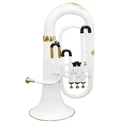 White/Black Lacquered 3 Valve Brass Bb Euphonium Brass Finish With Hard Case • $465