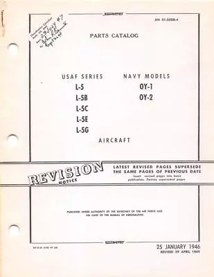 1949 Stinson L-5b.ceg & Oy-12 Sentinel Parts Catalog Pilots Flight Manual-cd • $29.99