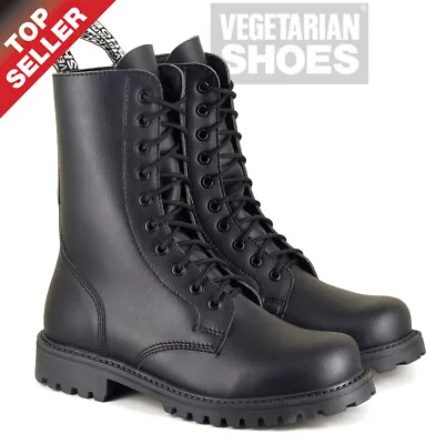 Vegetarian Shoes Combat Boots Black Size 41 US Mens 8 - Vegan Excellent • $70