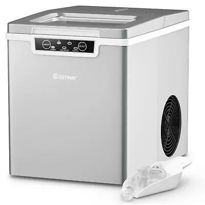 Costway Ice Maker Machine Countertop 26Lbs/24H Portable W/Scoop & Basket Silver • $97.95