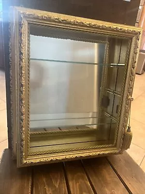 HORCHOW Creazioni Artistiche Gold 17  Wall Curio Mirrored Display Cabinet Italy • $119