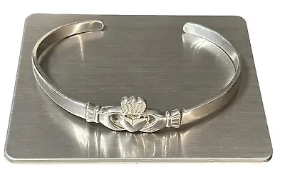 T.J.H. Sterling Silver 925 Claddagh Bangle Cuff Bracelet Ireland Irish 6.5” • $149