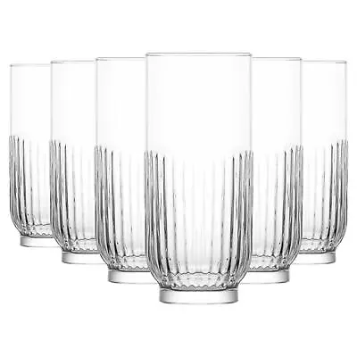 6x Campana Highball Glasses Cut Glass Water Juice Cocktail Tumblers 395ml • £14