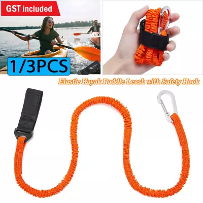 1/3x Elastic Kayak Paddle Leash Safety Hook Coiled Lanyard Cord Canoe Tie Rope • $9.19