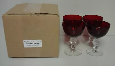 Morgantown GOLFBALL (RUBY) Liquor Cocktails SET OF FOUR More Avail MINT IN BOX • $55.95