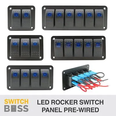 Rocker Switch Gang Panel BLUE LED SIZE 1 2 3 4 5 6 7 8 - 4x4 Boat Caravan Marine • $42