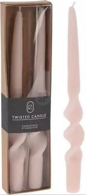 Set Of Two Twisted Pastel Pink Unscented Taper Candles • £3.99