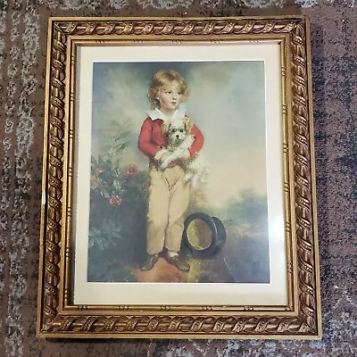 Vintage Framed Print Master Simpson By Arthur Devis Boy W Tophat & Dog 19  X 16  • $70