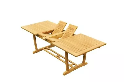 7-Pc Outdoor Teak Dining Set: 94  Masc Rectangle Table 6 Armless Chairs Devon • $3447.08