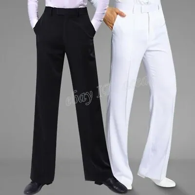 Mens Modern Ballroom Loose Social Dance Long Pants Straight Leg Latin Trousers • $31.80