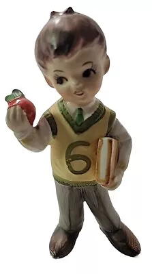 Vintage Lefton 4648 Figurines Signed School Boy With Apple Kitschy Grannycore  • $15.99