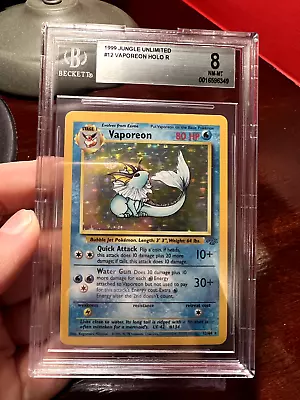 1999 Pokemon Jungle Vaporeon Holo #12/64 Beckett 8 #12 • $45