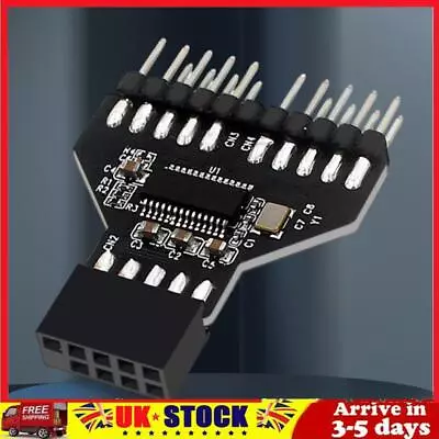 Motherboard USB2.0 9Pin USB HUB 9-Pin Header Splitter 1 To 2 USB 2.0 Connector • £5.69