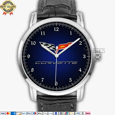Chevrolet Corvette Emblem Logo Custom Quartz Watch Analog Mens Wristwatch CVT003 • $37.90