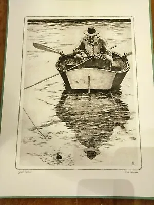 R.H Palenske Print  Just Fishing  1956 Vintage Art Fisherman Husband/ Boyfriend  • $20