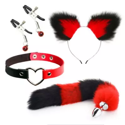 4 Pcs Set Fox Butt Tail Cat Ears Headbands Collar Cosplay Women Cute Soft Sexy • $21.47