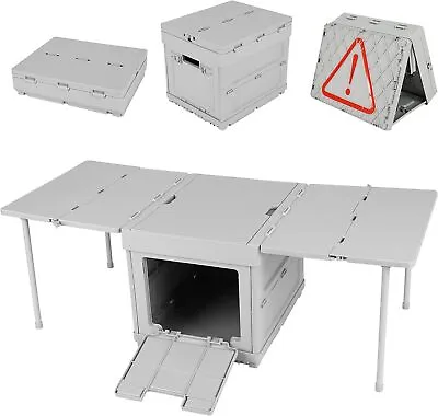 3 In1 Camping Storage Box With Lid Foldable Outdoor Table Van Car Boot Organiser • £22.95