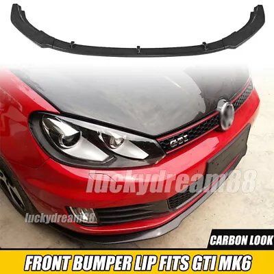 Carbon Fiber Style Front Bumper Lip Spoiler Splitter For VW Golf MK6 GTI 2010-13 • $68.39