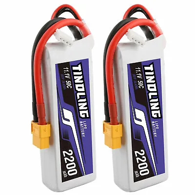 2X 50C 2200mAh 3-Cell 3S Lipo Battery 11.1V XT60 For RC Airplane Car FPV Drone • $30.59