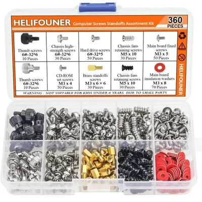 PC Computer Screws Standoffs Set Kit 360 Pieces Hard Drive Motherboard Case Fan • $16.99