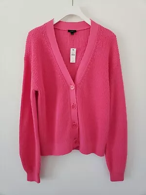 NWT Talbots Size Small Pink Cardigan Sweater V-Neck Long Full Sleeve Cotton Knit • $29