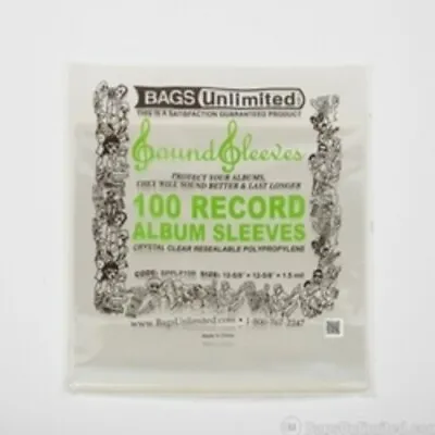 Bags Unlimited SPPLP15R - 12 Inch Record Jacket Sleeve - Resealable - 100 Count • $23.85