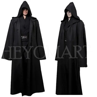 $6.99 • Buy Hooded Robe Cloak Adult Kids Cool Costume Jedi Sith Black For Star Wars New