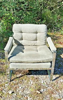 Mid-Century Modern Milo Baughman Chrome Accent Chair Hollywood Regency • $899.97