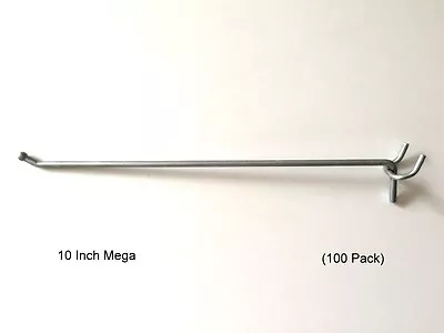 (100 PACK) USA Made 10  Metal Mega Peg Hooks For 1/8 & 1/4 Pegboard Or Slatwall • $56.70