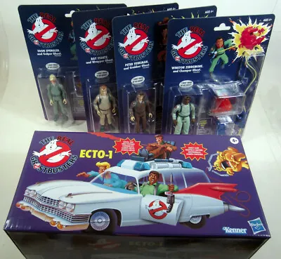 The Real Ghostbusters Ray Peter Egon Winston & ECTO 1 Retro 5” Figure Set Kenner • $74.99